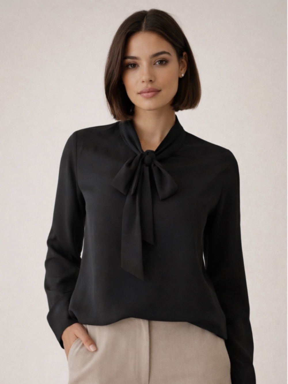 ANNE KLEIN Women's Blouse Bow Neck Tie Size XL NWT